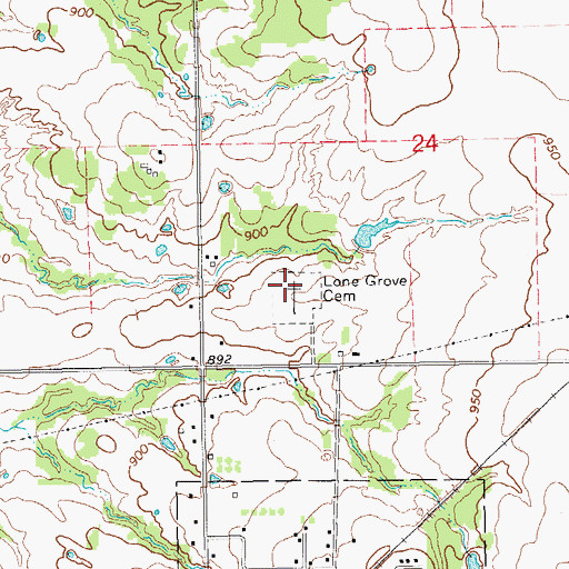 Topographic Map of Lone Grove Cemetery, OK