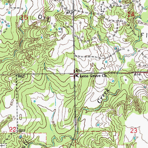 Topographic Map of Lone Grove Church, OK