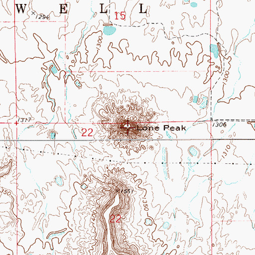 Topographic Map of Lone Peak, OK