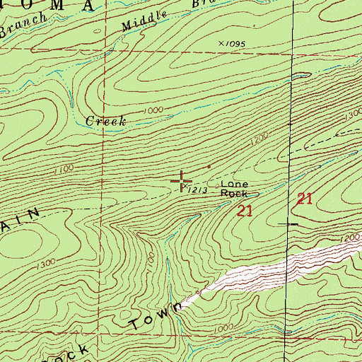 Topographic Map of Lone Rock, OK