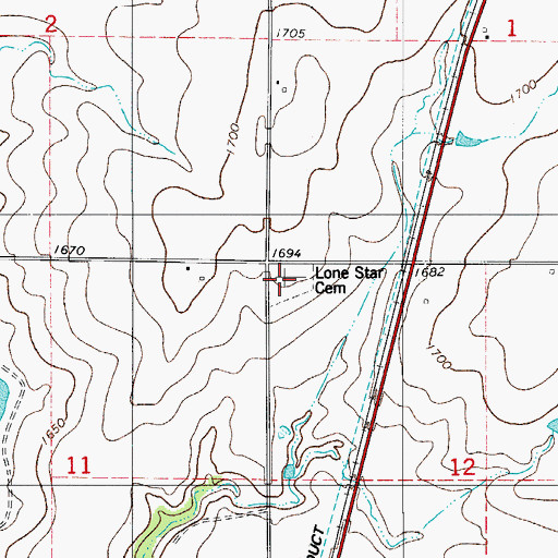 Topographic Map of Lone Star Cemetery, OK