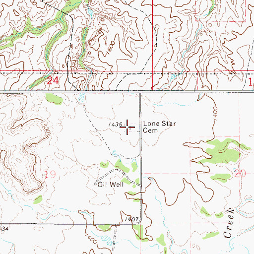 Topographic Map of Lone Star Cemetery, OK