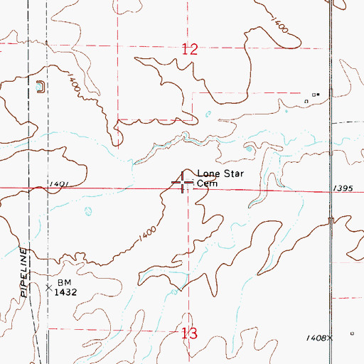 Topographic Map of Lone Star Cemetery, OK