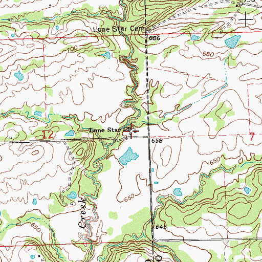 Topographic Map of Lone Star Church, OK