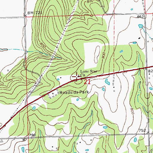 Topographic Map of Lone Star Church, OK