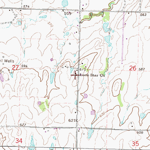 Topographic Map of Lone Star Church, OK