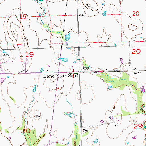 Topographic Map of Lone Star School, OK
