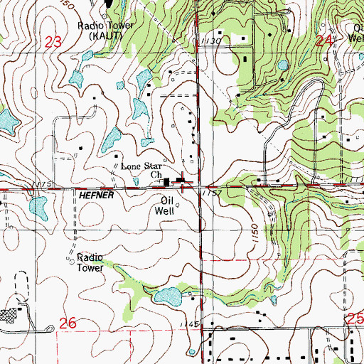 Topographic Map of Lone Star School, OK