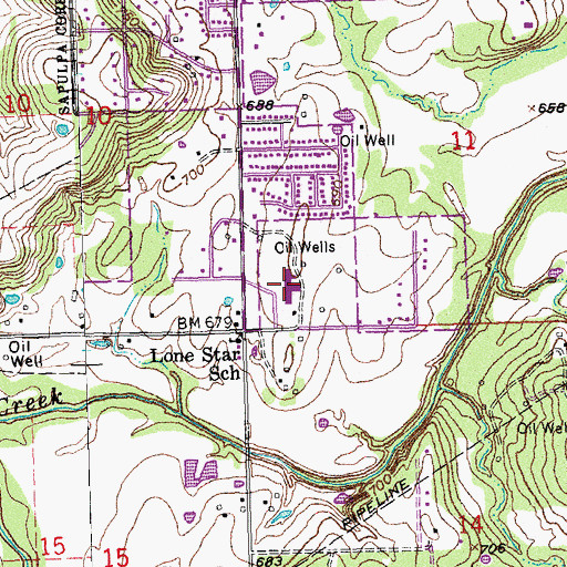 Topographic Map of Lone Star School, OK