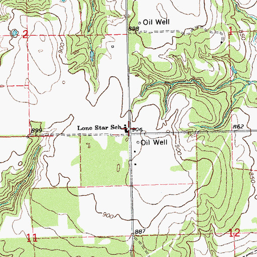 Topographic Map of Lone Star School, OK