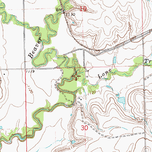 Topographic Map of Lone Tree Creek, OK
