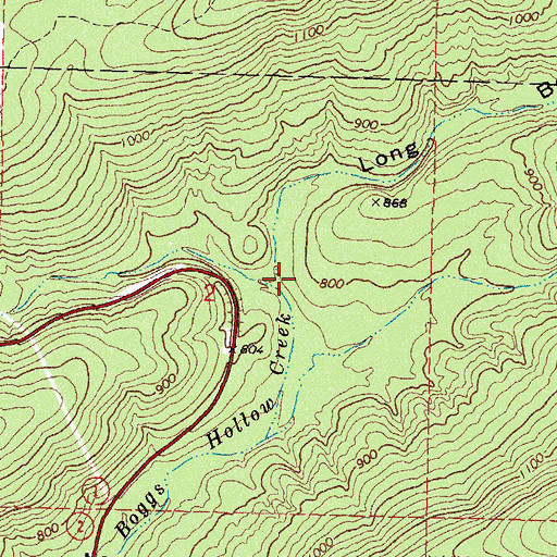 Topographic Map of Long Boggs Hollow, OK