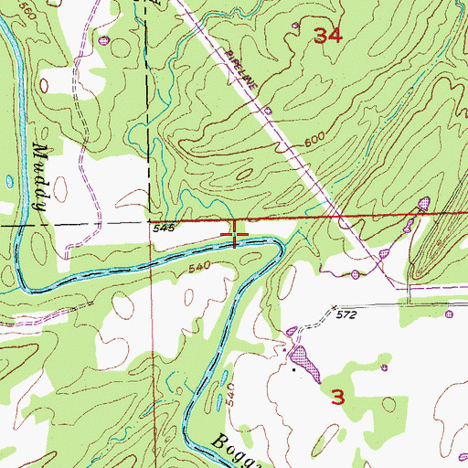 Topographic Map of Long Creek, OK