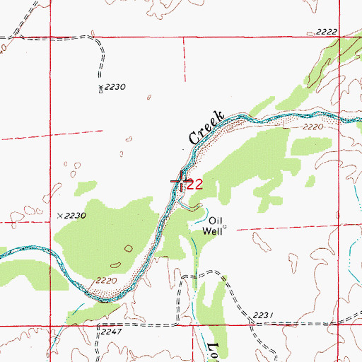 Topographic Map of Long Creek, OK