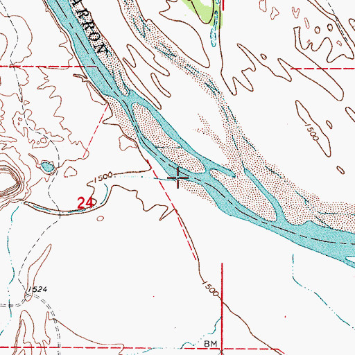Topographic Map of Long Creek, OK