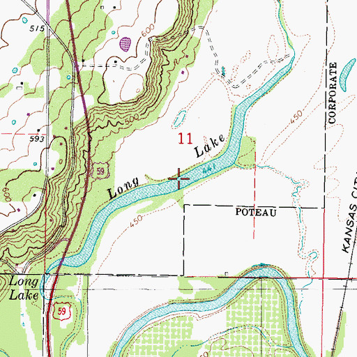 Topographic Map of Long Lake, OK