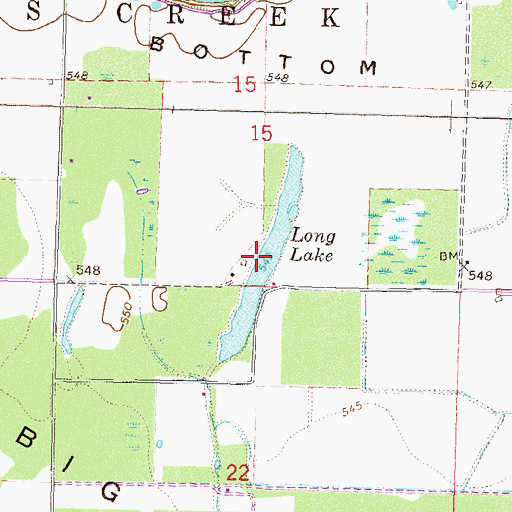 Topographic Map of Long Lake, OK