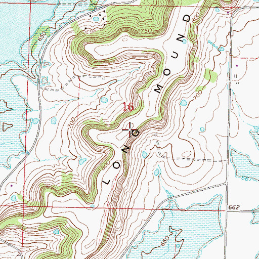 Topographic Map of Long Mound, OK