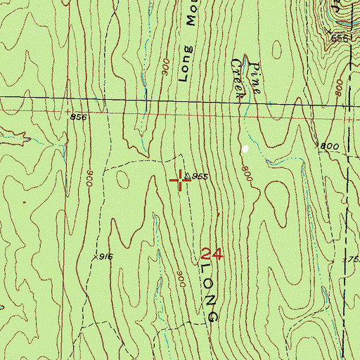 Topographic Map of Long Mountain, OK