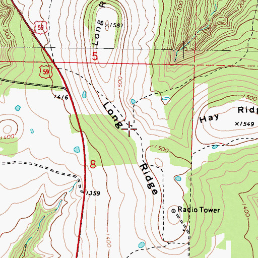 Topographic Map of Long Ridge, OK