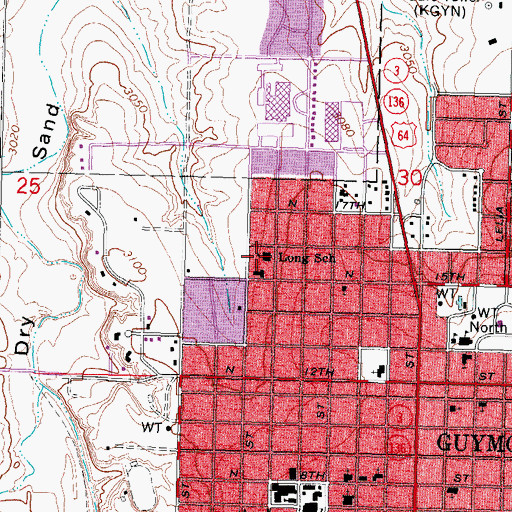 Topographic Map of Homer Long Elementary School, OK