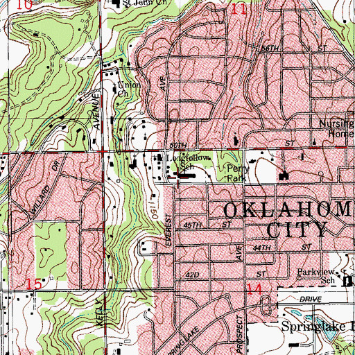 Topographic Map of Martin Luther King Junior Elementary School, OK