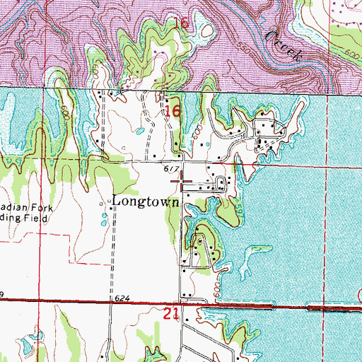 Topographic Map of Longtown, OK
