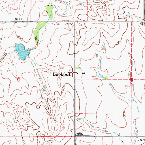 Topographic Map of Lookout, OK