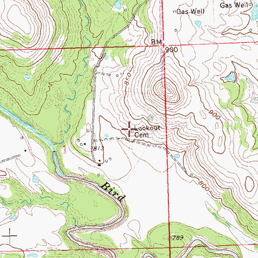 Topographic Map of Lookout Cemetery, OK
