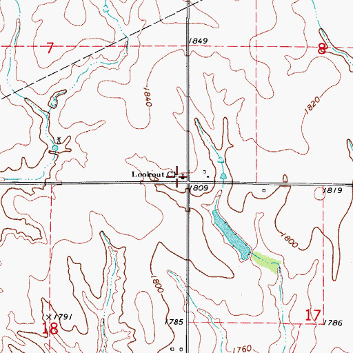 Topographic Map of Lookout Church, OK
