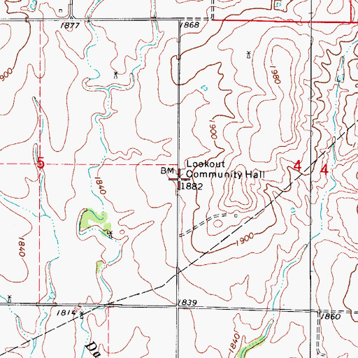 Topographic Map of Lookout Community Hall, OK
