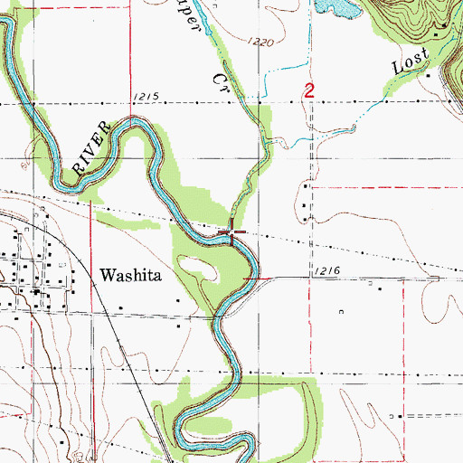 Topographic Map of Lost Creek, OK