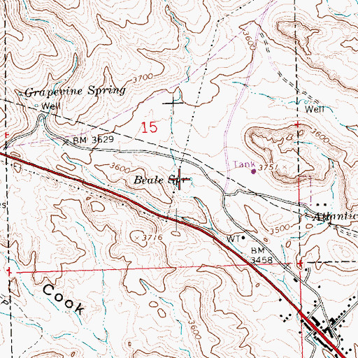 Topographic Map of Beale Spring, AZ