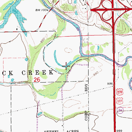 Topographic Map of Lost Creek, OK