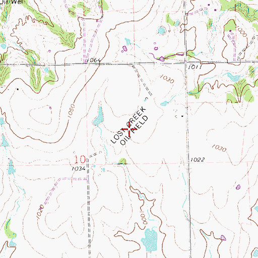 Topographic Map of Lost Creek Oil Field, OK