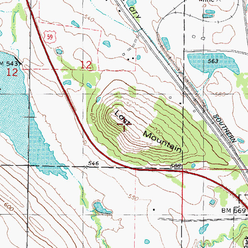 Topographic Map of Lost Mountain, OK
