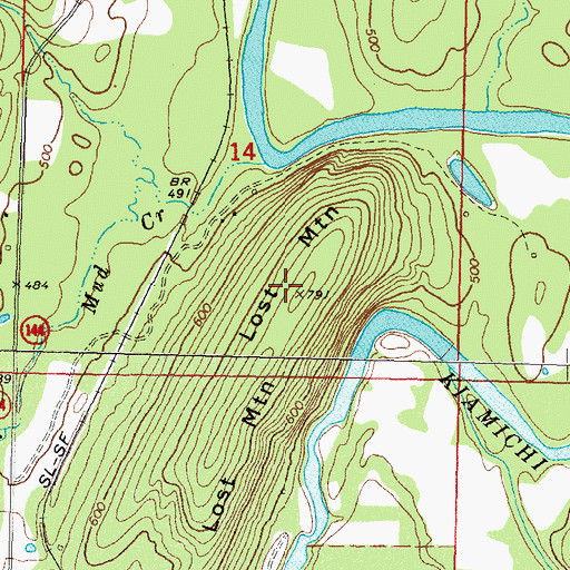 Topographic Map of Lost Mountain, OK