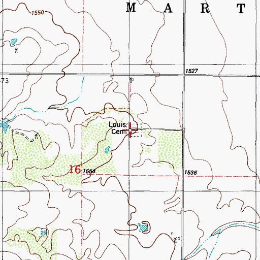 Topographic Map of Louis Cemetery, OK