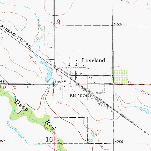 Topographic Map of Loveland, OK