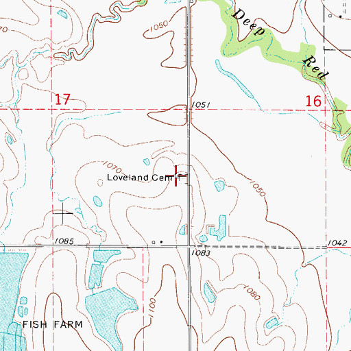 Topographic Map of Loveland Cemetery, OK