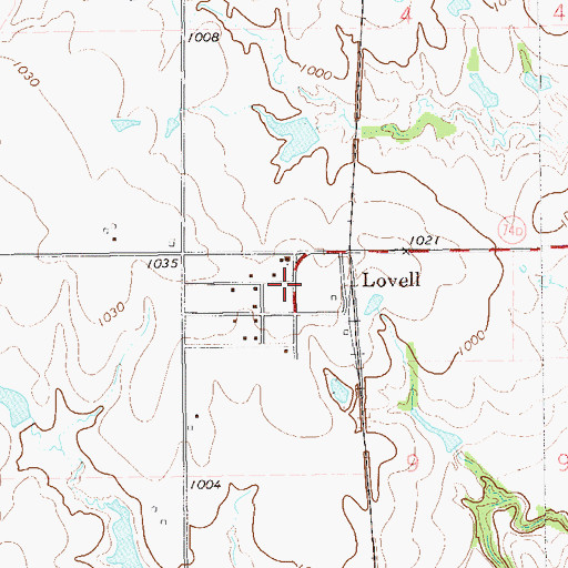 Topographic Map of Lovell, OK