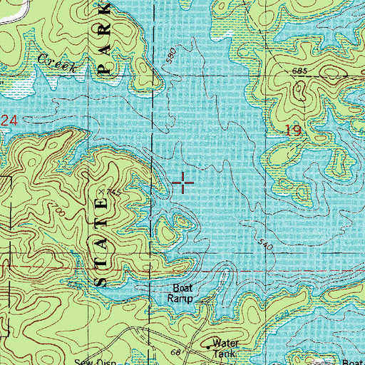 Topographic Map of Lower Cedar Creek, OK