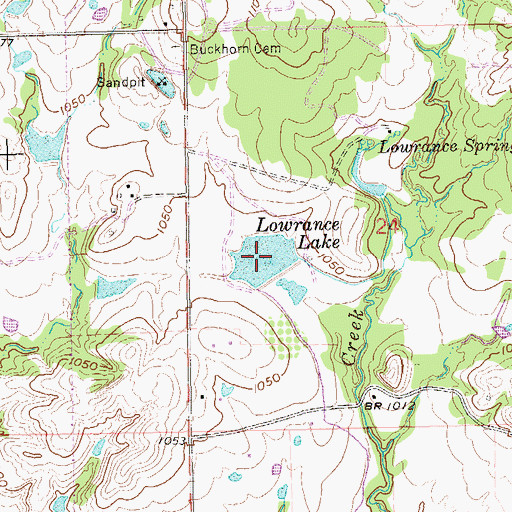 Topographic Map of Lowrance Lake, OK