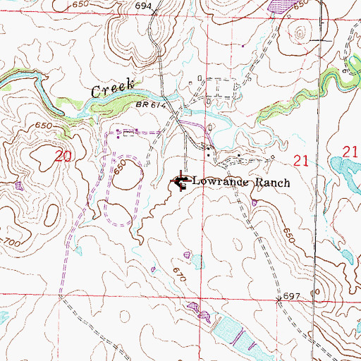 Topographic Map of Lowrance Ranch, OK