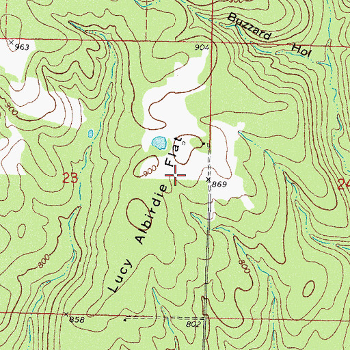 Topographic Map of Lucy Albirdie Flat, OK