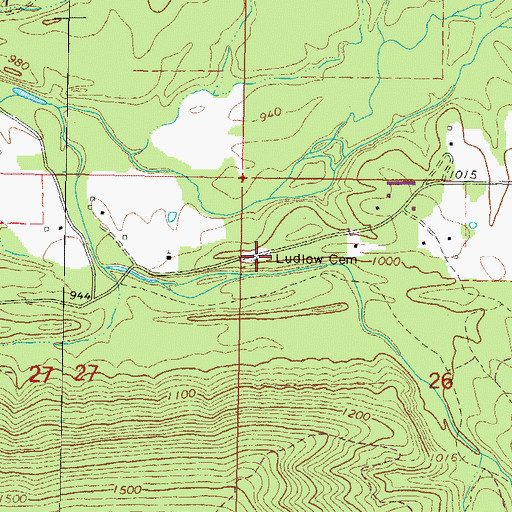 Topographic Map of Ludlow Cemetery, OK