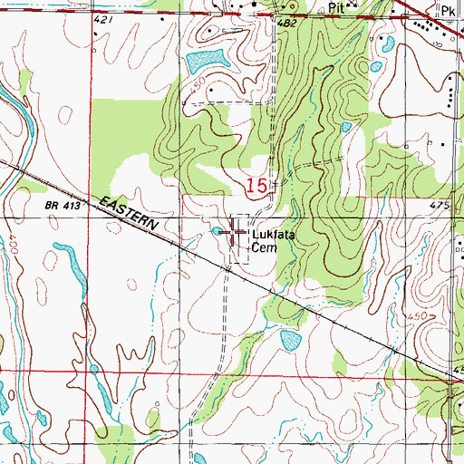 Topographic Map of Lukfata Cemetery, OK