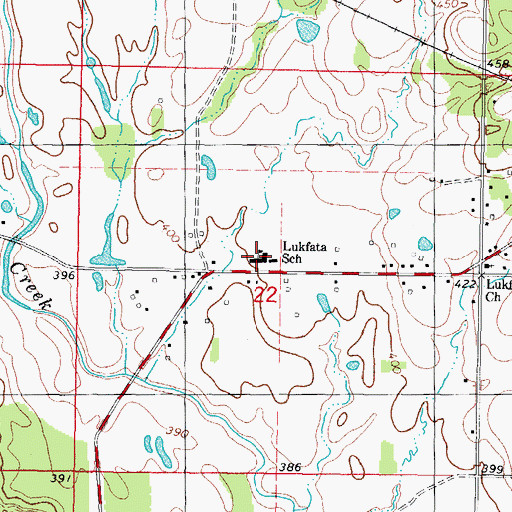 Topographic Map of Lukfata Elementary School, OK