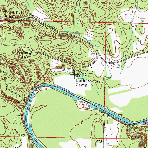 Topographic Map of Lutherhoma Camp, OK