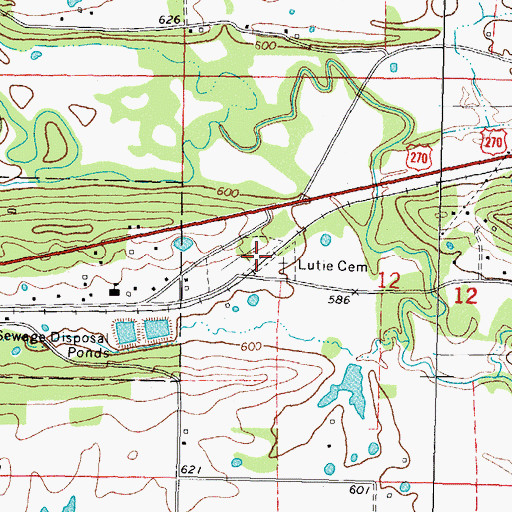 Topographic Map of Lutie Cemetery, OK